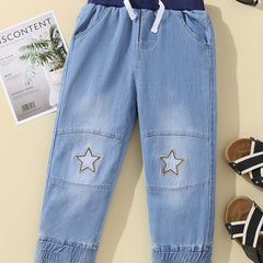 Boys Casual Denim Elastic Waist Jeans for Spring and Autumn
