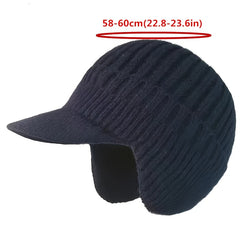 Casual Knitted Hat Ear Protection Beanie with Brim