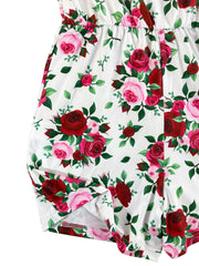 Toddler Girls Flowers Off Shoulder Rompers Jumpsuits