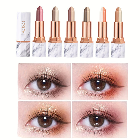 Two Tone Shimmer Eyeshadow Stick Brown Orange Natural Eye Makeup