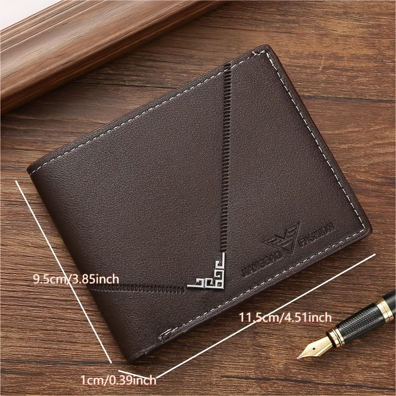 Men's Short Money Clip Wallet Youth Card Holder Horizontal Leather Clip