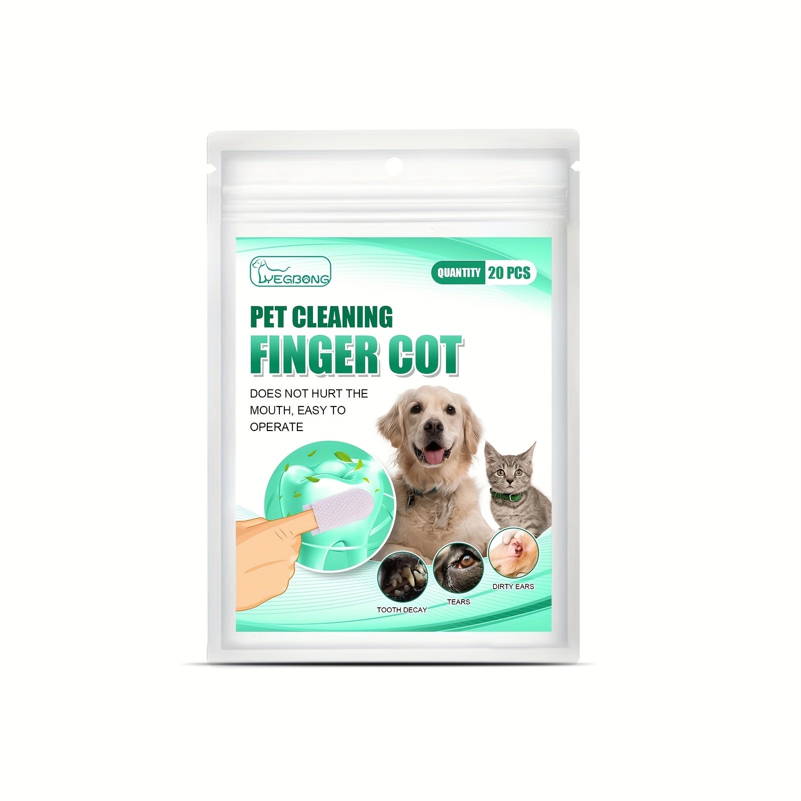 20pcs Dog Toothbrush Finger Cover Wipes Pet Dental Teeth Cleaning