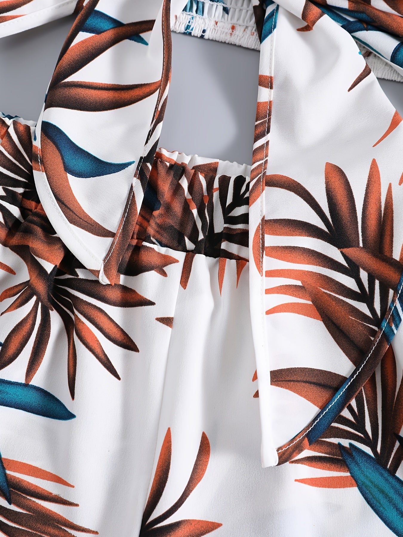 Tropical Print 2 Piece Set: Cropped Vest & Shorts