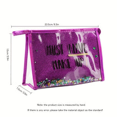 Glitter Sequins Cosmetic Bag PVC Toiletry Storage Pouch Waterproof
