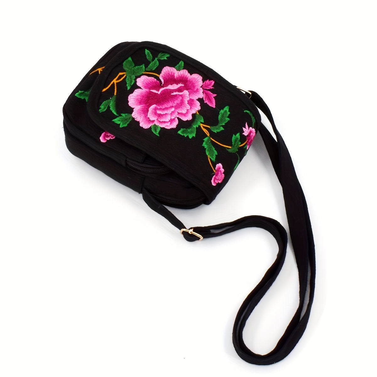 Vintage Ethnic Style Mini Crossbody Bag with Flower Embroidery