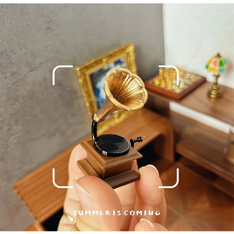 1:12 Retro Phonograph Dollhouse DIY Decor Accessory