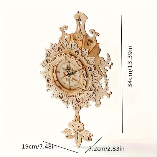 Vintage Wooden Puzzle Clock DIY Crafts Decoration