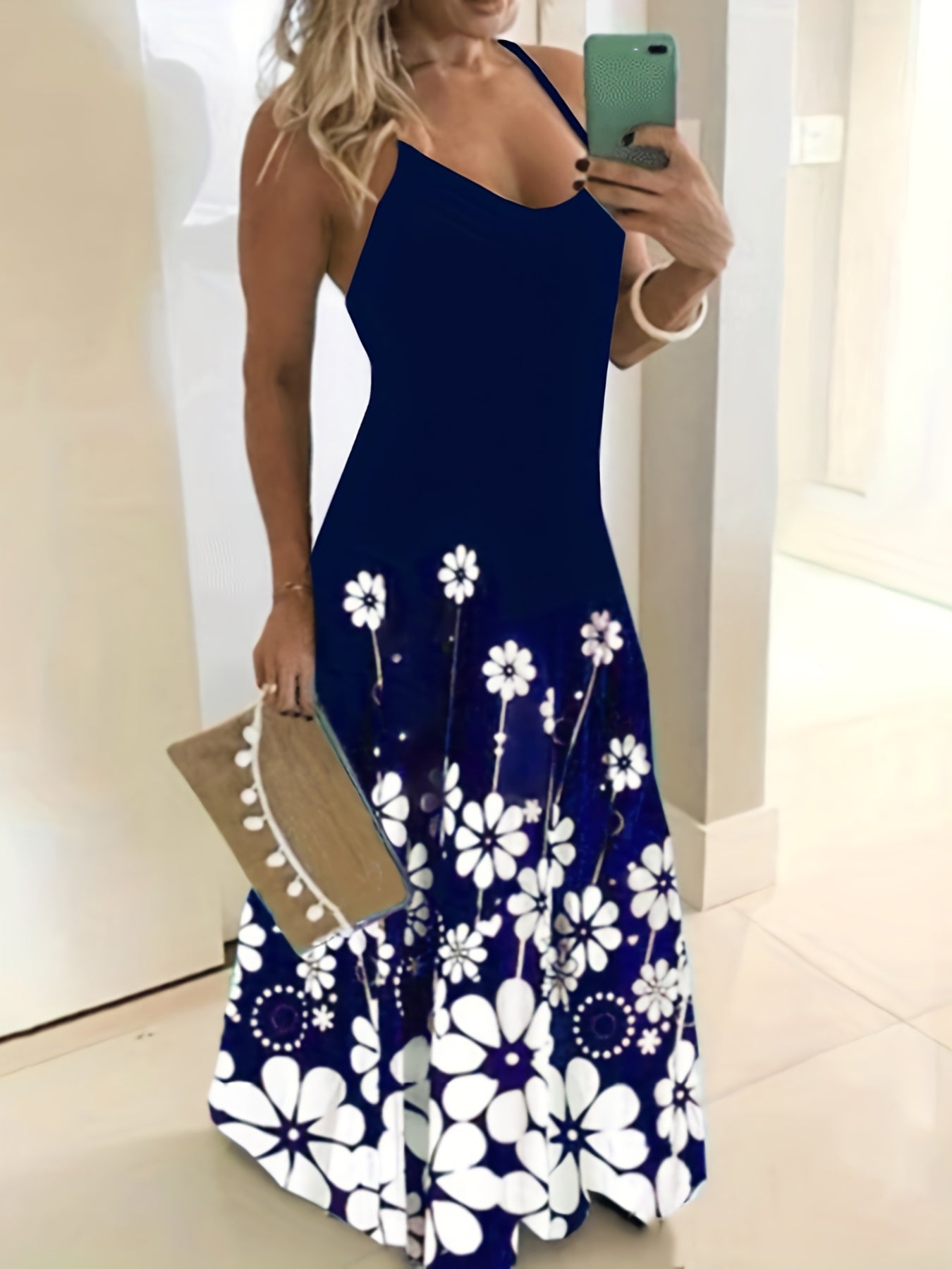 Floral Print Maxi Cami Dress Casual Dress For Summer & Spring