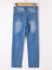 Girls Ripped Plaid Skinny Jeans