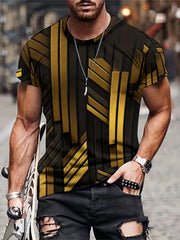Men's Stripes Print T shirt Active Comfy Crew Neck 3D Print Tee