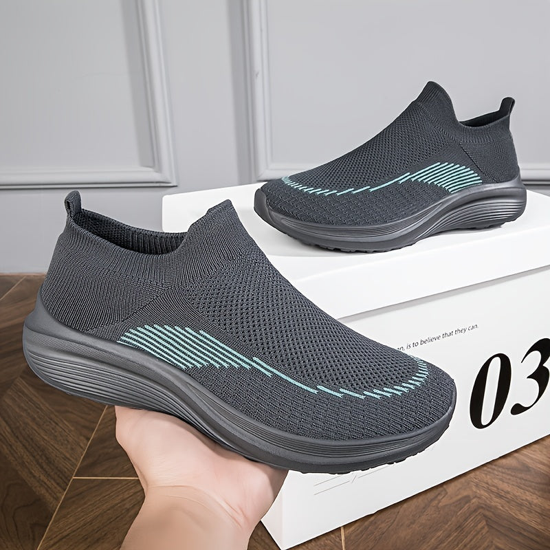Women's Non Slip Flying Woven Running Shoes Lightweight Breathable Slip on Socks