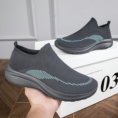 Women's Non Slip Flying Woven Running Shoes Lightweight Breathable Slip on Socks