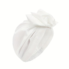 Vintage French Style Turban Cap Solid Pleated Headwrap Plate Flower Head Scarf