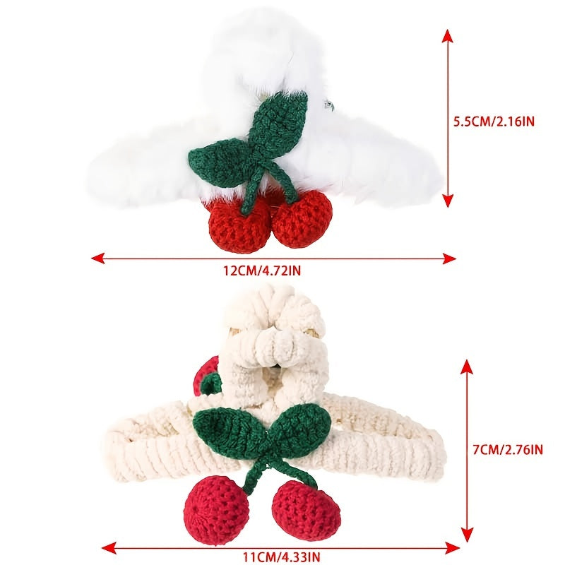 Strawberry Plush Hair Claw Clips Fruit Cherry Hairpin Barrettes