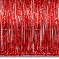 2pcs Red Foil Tassel Curtains Party Decoration