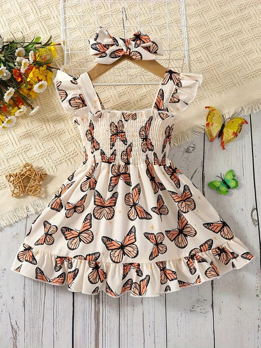 Toddler Girls' Butterfly Print Dress & Headband Set
