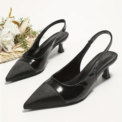 Women's Cap Toe Kitten Heels Slingback Sandals