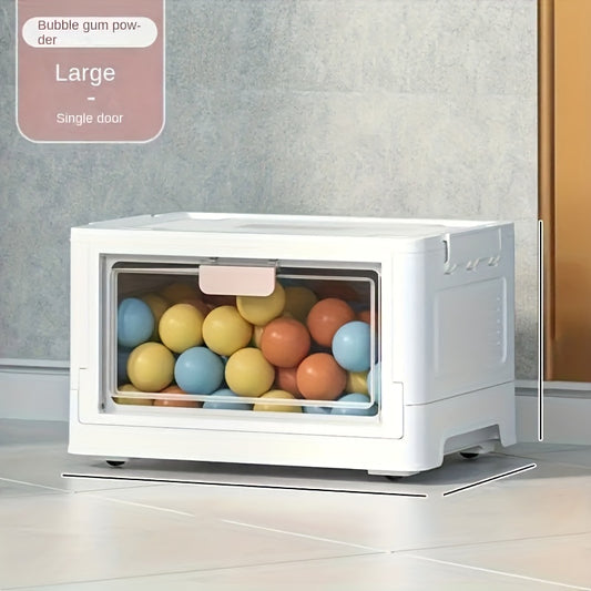 Large Capacity Clear Storage Bin With Wheels Foldable Luggage Box