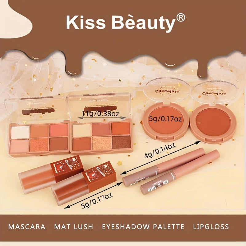 6-Piece Makeup Set with Eyeshadow, Blush, Lip Gloss, Mascara - Portable Kit