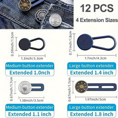 12pcs Adjustable Jean Belt Extenders No Sewing Needed Assorted Colors