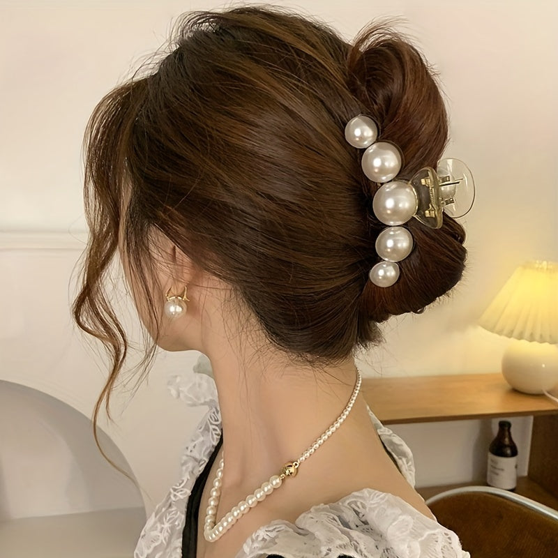 Faux Pearl Hair Claw Back Ponytail Clip Side Clip Hair Accessories