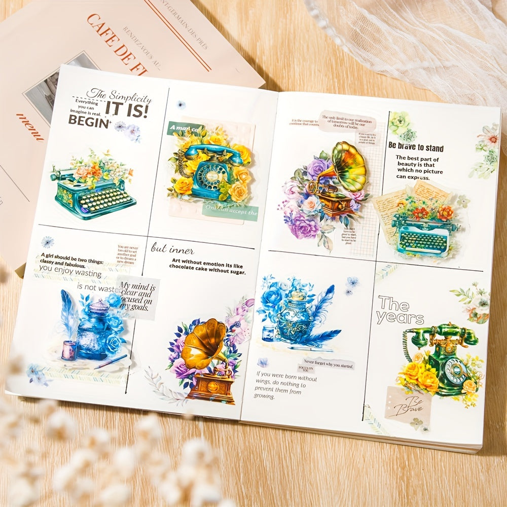 10 Sheets PET Stickers Book Letters Colorful Series Hand painted Style Shell Lig