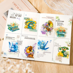 10 Sheets PET Stickers Book Letters Colorful Series Hand painted Style Shell Lig