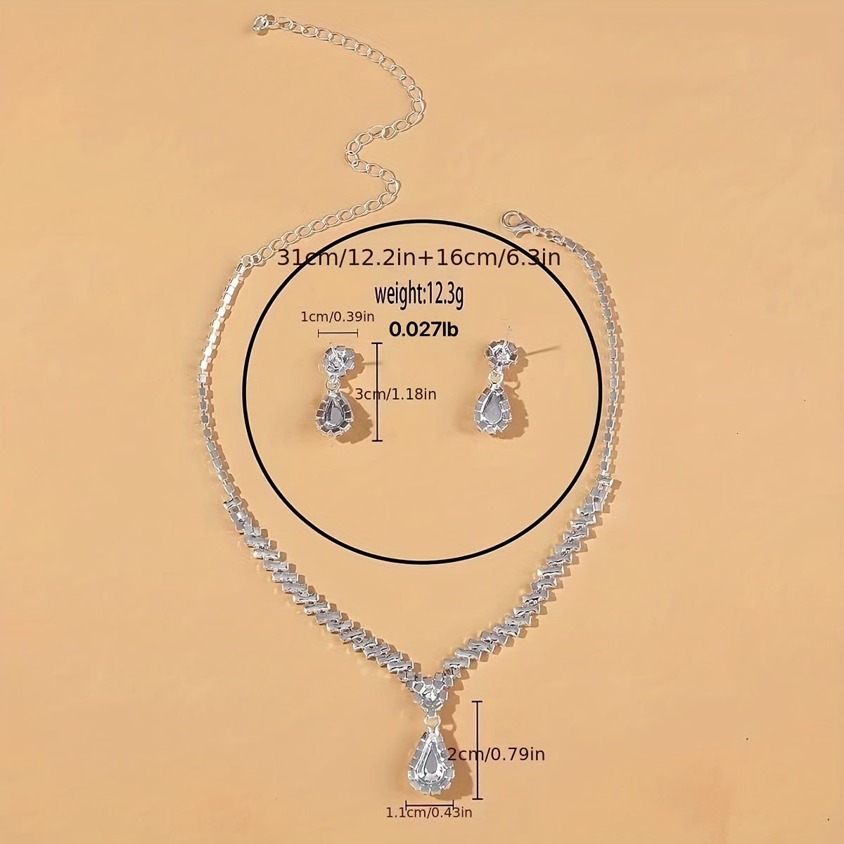 Rhinestone Necklace Earrings Set Women's Jewelry Accessories