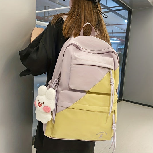 Large Capacity Preppy Backpack Nylon Lightweight School Campus Daypack