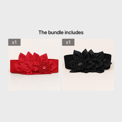 Red Flower Corset Belt Elastic Buckle Girdle for Women