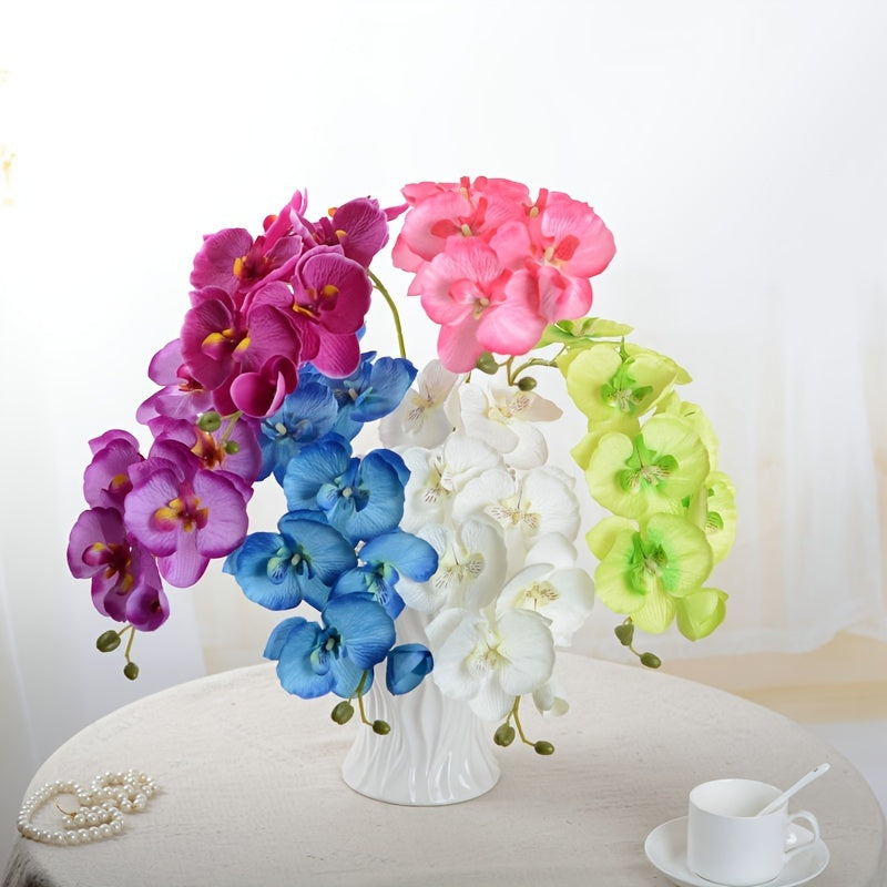 8 Heads Artificial Orchids Simulation Flowers Waterproof Faux Floral