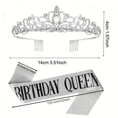 Birthday Party Crown Set Rhinestone Tiara Decoration