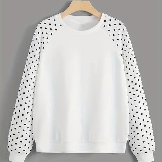 Polka Dot Pullover Sweatshirt for Women