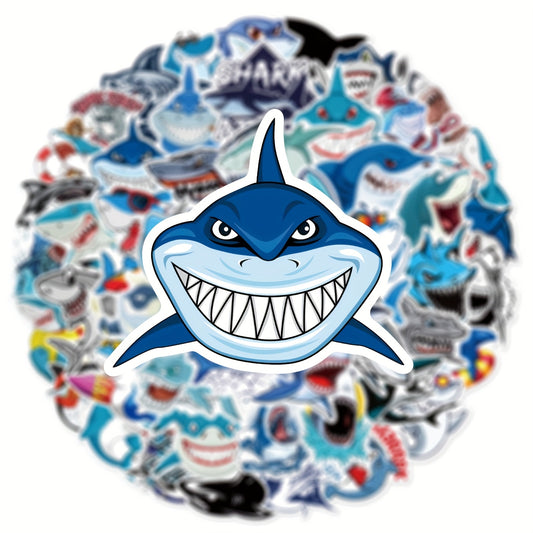50pcs Shark Stickers Waterproof Vinyl Decals for Snowboards Bikes Computers