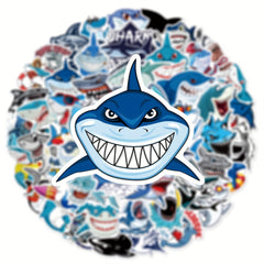 50pcs Shark Stickers Waterproof Vinyl Decals for Snowboards Bikes Computers