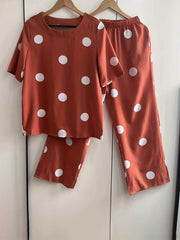Polka Dot Two Piece Set Half Sleeve T-shirt & Pants
