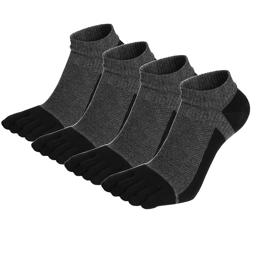 4 Pairs Toe Socks Ankle Cotton Low Cut Athletic Running Five