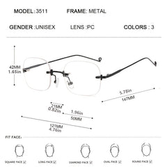 Women's Light Blocking Glasses Frameless Design