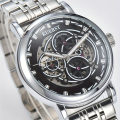 KUERST Men's Steel Strap Mechanical Watch Luminous Dial Creative Wristwatch