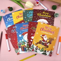 8 Pack Christmas Coloring Book Set - Santa Claus Snowman Theme Activities
