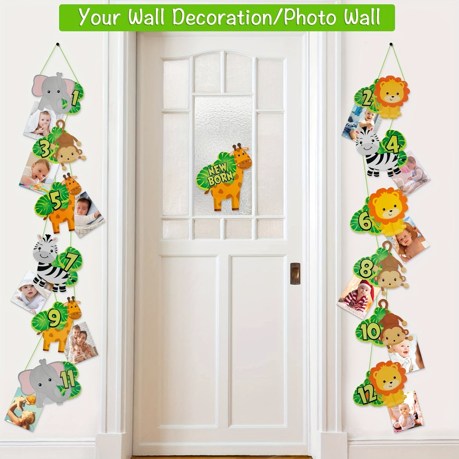 1st Birthday Photo Banner Deer Forest Animal Party Decor