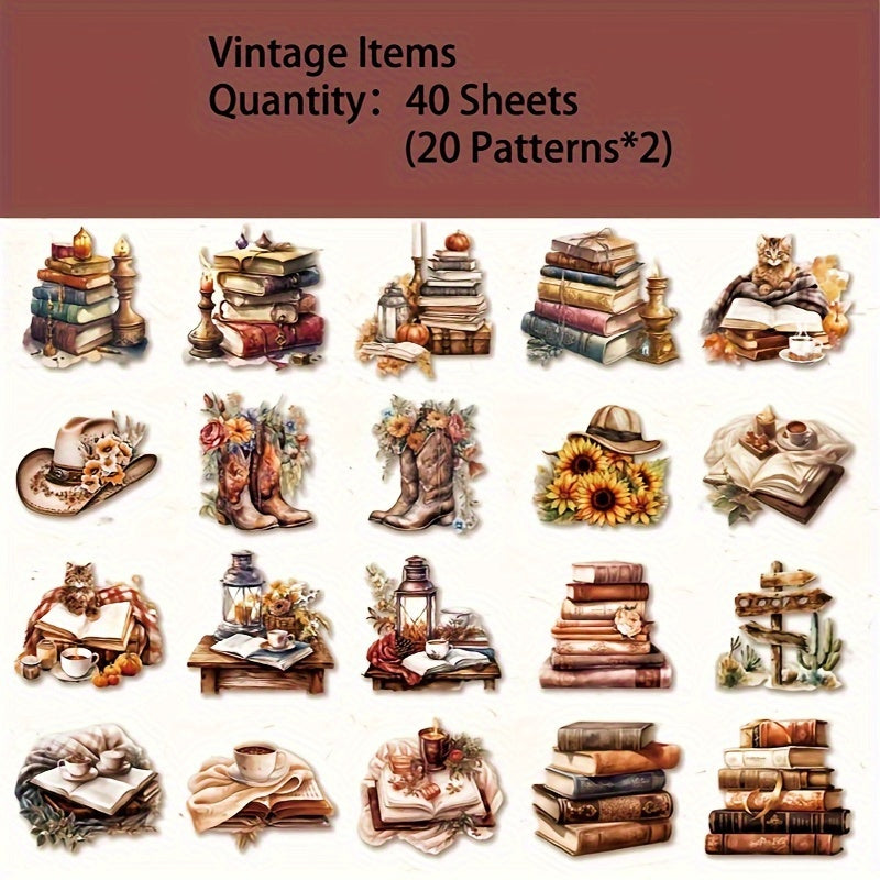 40 Vintage Bread Dessert Stickers Pack for DIY Journaling Plan