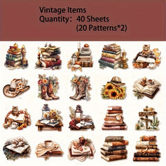 40 Vintage Bread Dessert Stickers Pack for DIY Journaling Plan