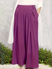  Solid Wide Leg Loose Trousers With Pockets