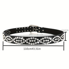 Y2K Rhinestone PU Belt Hip Hop Jeans Pants Punk Western Cowboy Cowgirl Belts