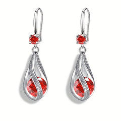 Rotating Teardrop Shape Crystal Earrings for Women Girls