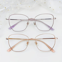 2pcs Square Frame Computer Glasses Unisex Metal Light Glasses