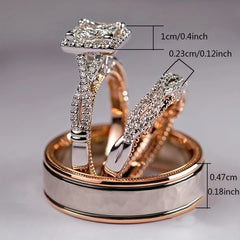 Men's Two Tone Zirconia Wedding Rings Set