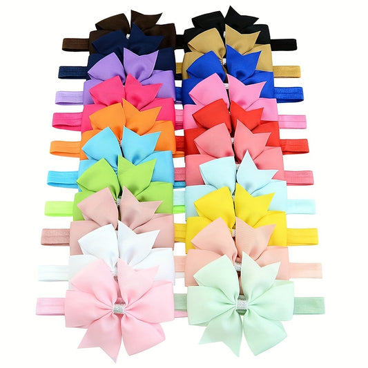 4pcs Girls Bowknot Elastic Headband Hair Accessories