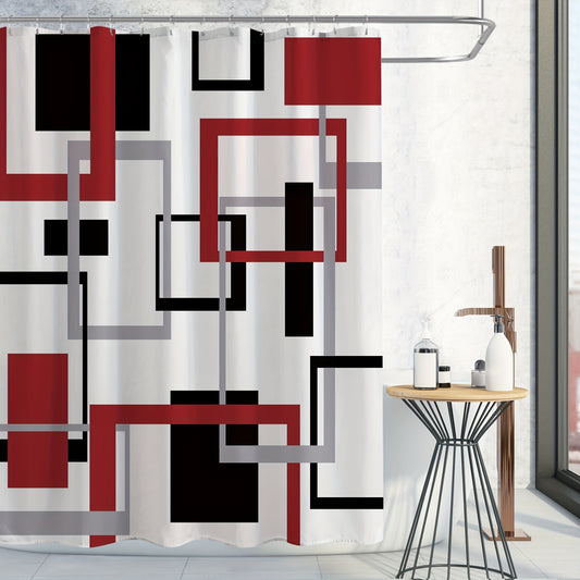 Mid Century Modern Geometric Shower Curtain Set